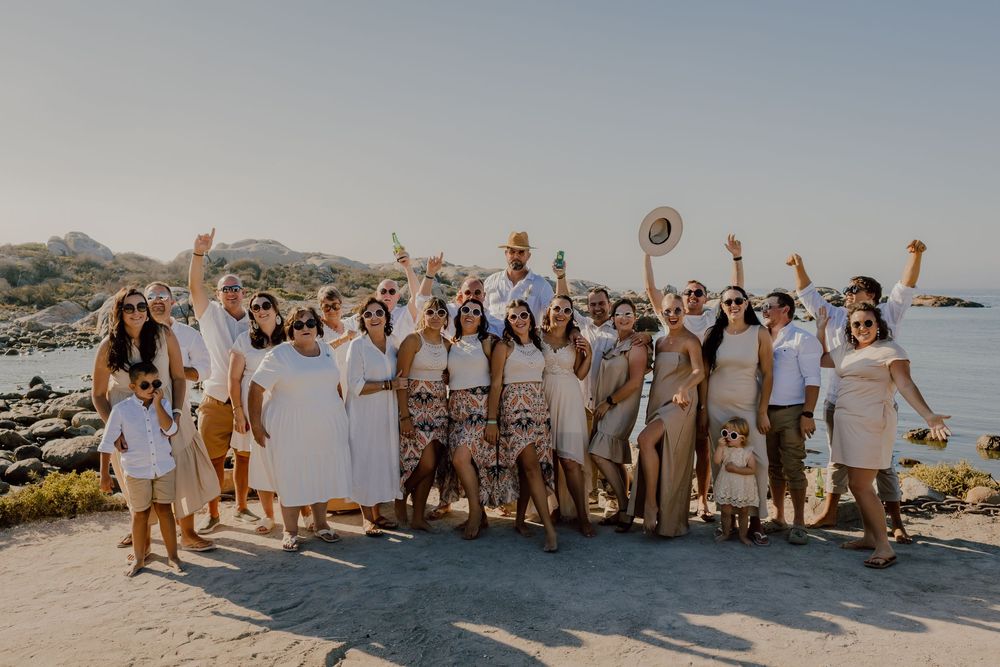 Beach wedding group