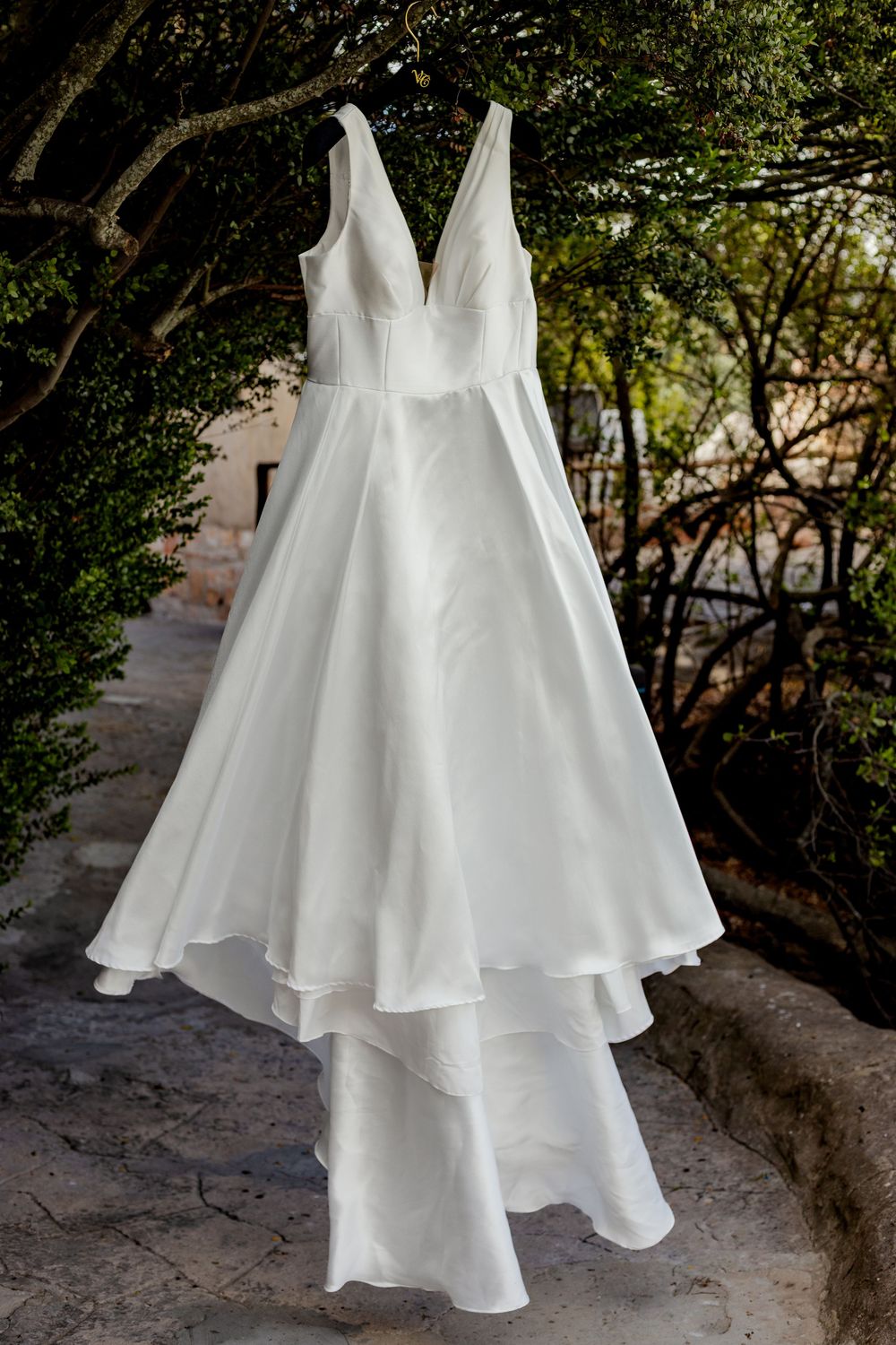 Hanging wedding dress